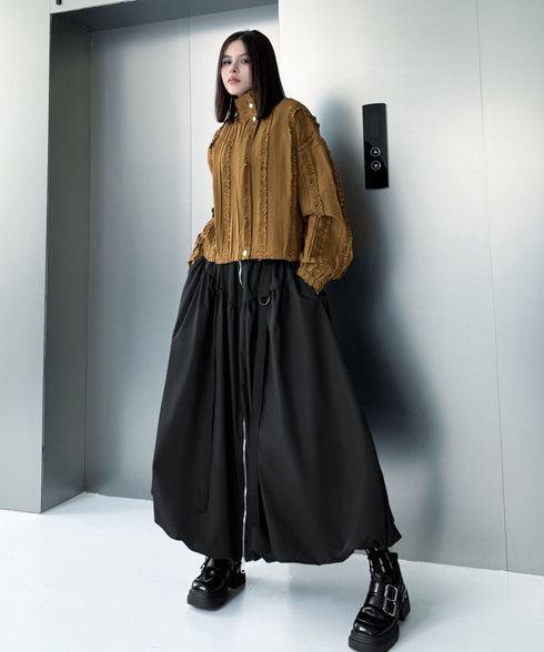 Front Zip Balloon Skirt